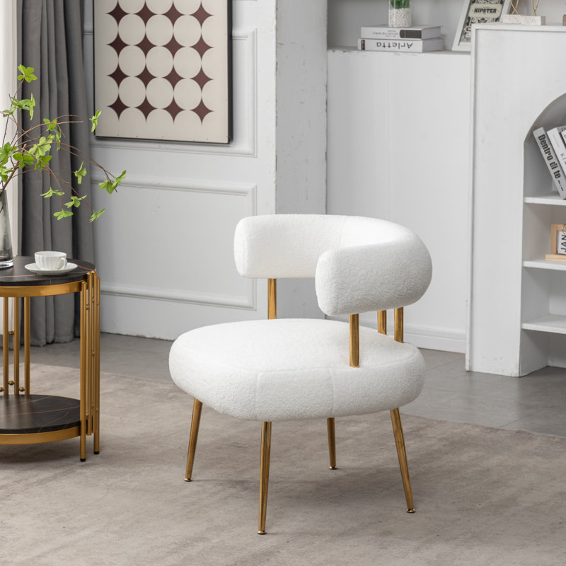 Upholstered Barrel Chair, White