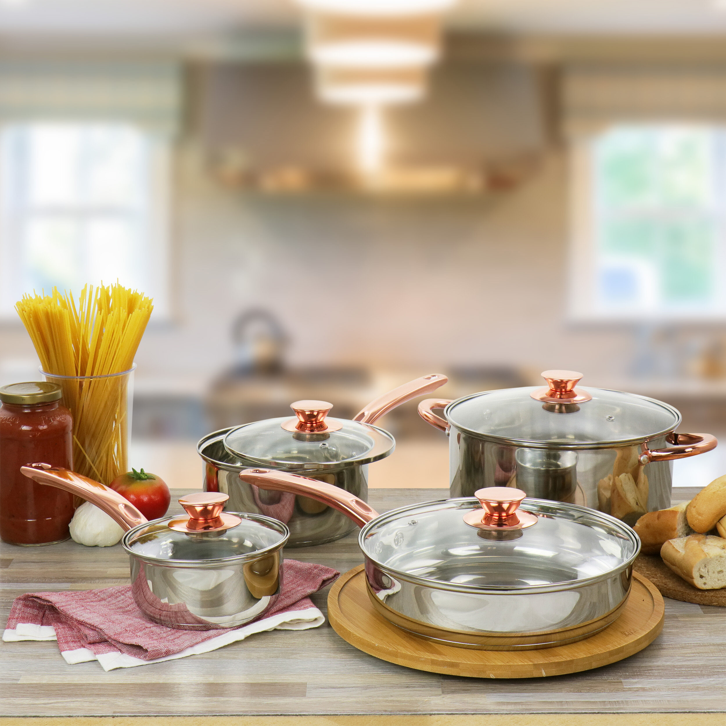   Basics Non-Stick Cookware 8-Piece Set, Pots and Pans,  Black: Home & Kitchen