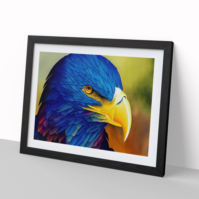 Eagle Bird Watercolour Vol.8 - Single Picture Frame Print, Black Frame, 46cm H x 64cm W x 2cm D