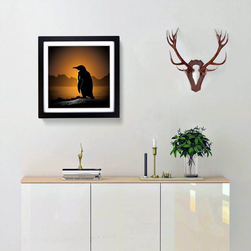 Penguin Silhouette - Framed Print, Black