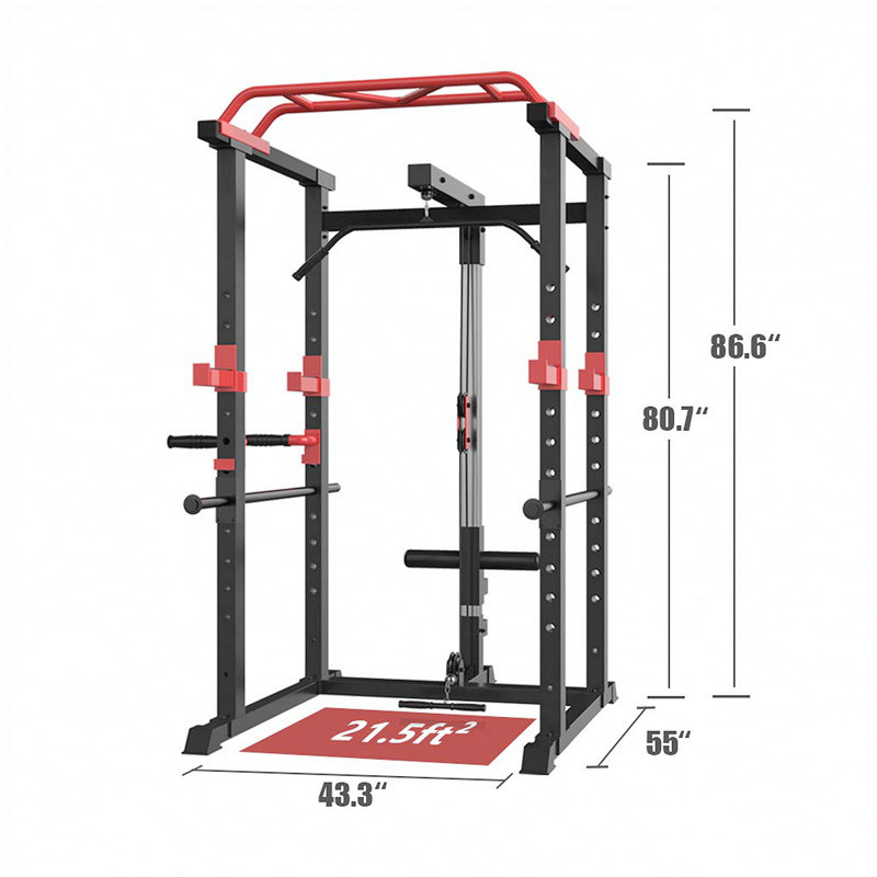 Cage de puissance multifonctionnelle, support ajustable à la maison avec capacité de charge de 1000 lb, Rouge