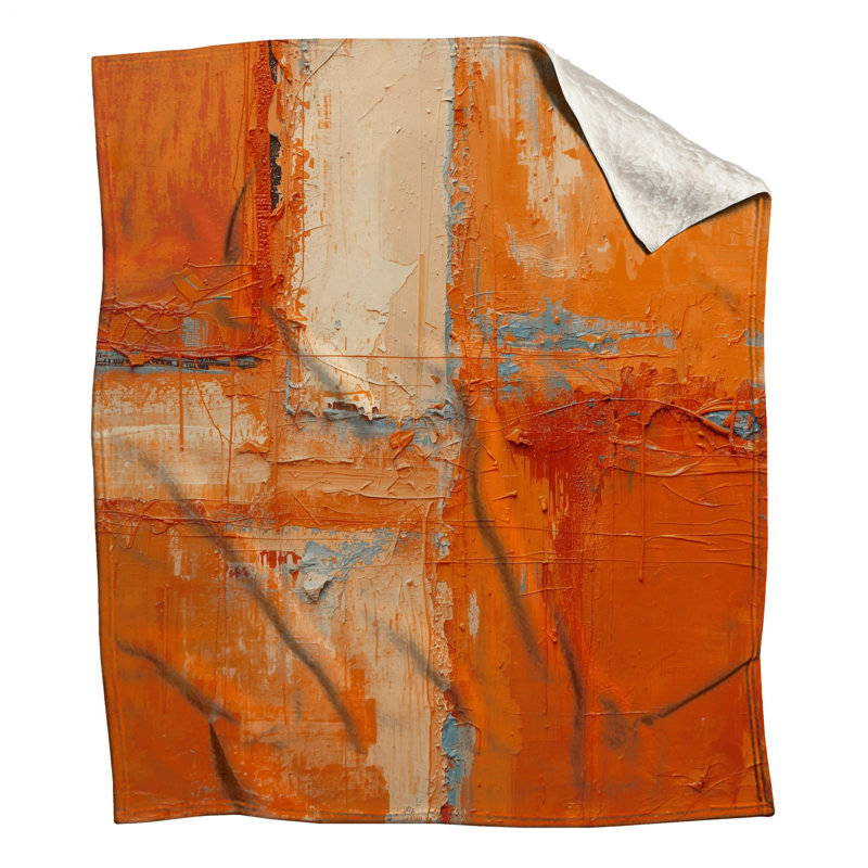 Textured Orange Abstract Blankets, 50in W x 60in H