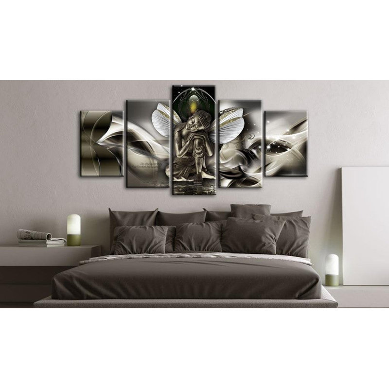 Ensemble de 5 impressions sur toile tendue, H 40 po x l 80 po x P 1 po, Or