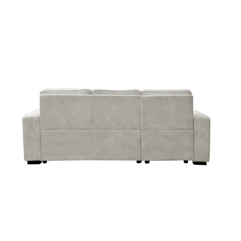 Canapé-lit modulaire en L avec canapé-lit convertible avec méridienne moderne, port USB et porte-gobelet, Beige