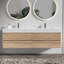 Meuble-lavabo mural flottant de taille 72 po, double tiroir, grain de bois, finition laquée E0, grand lavabo une pièce, couleur chêne, épissure noyer, quincaillerie-133043687-133043688-133043689