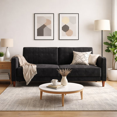 Perdue 81.5" Velvet Square Arm Convertible Sofa