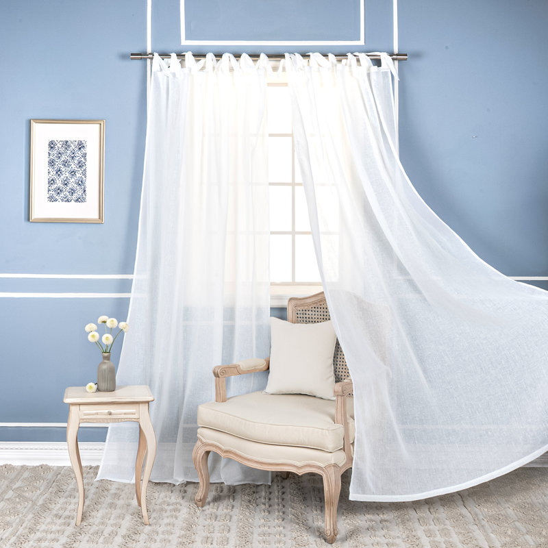 Elyse Sheer Curtain Panel Pair, White, 52" W x 84" L