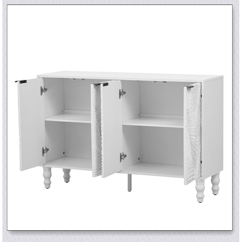 Meuble télé 47,2 po, console multimédia avec 2 espaces de rangement spacieux, pieds en bois massif et dispositif anti-basculement pour le salon, jusqu'à 43 po