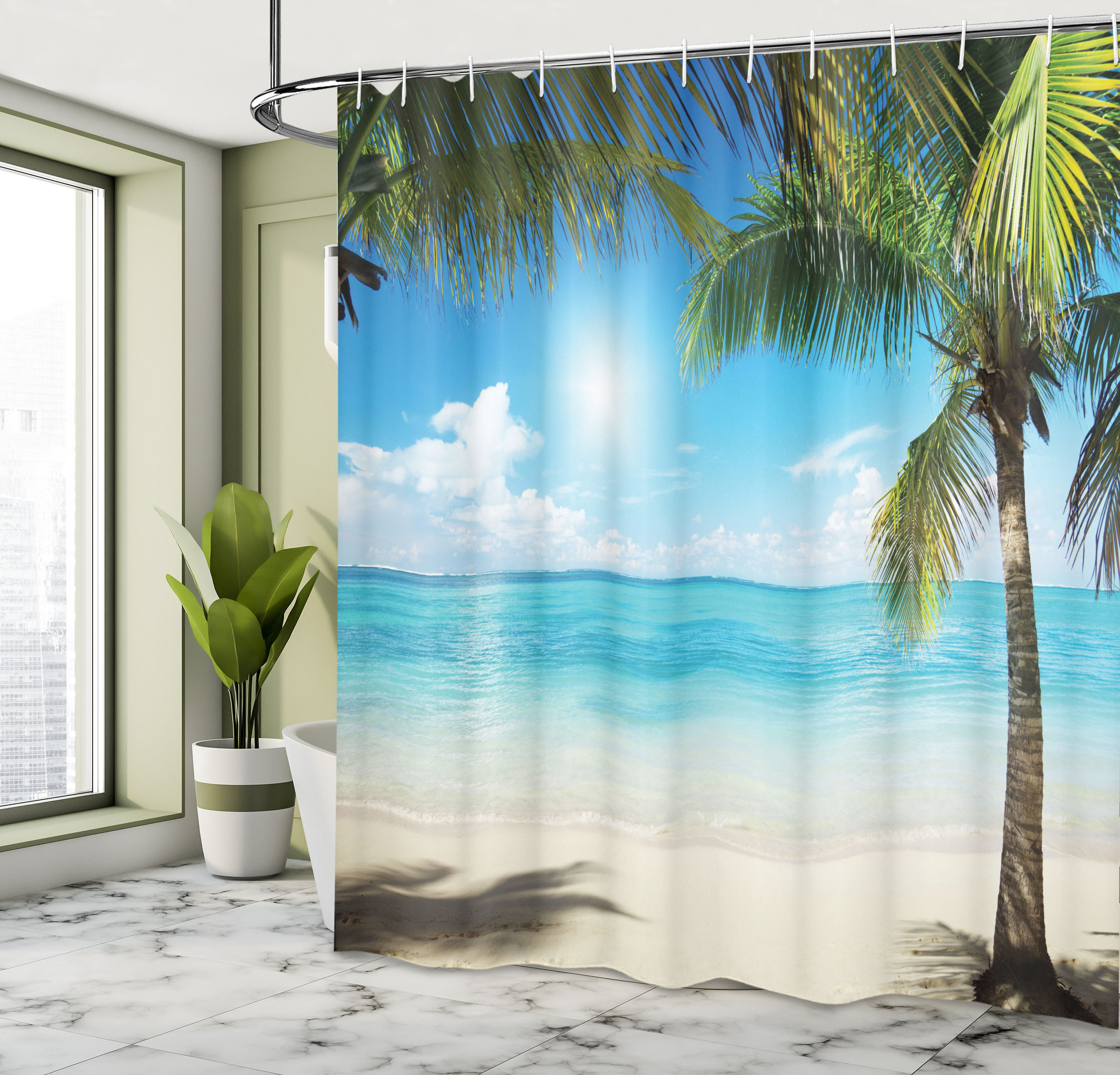 Bless international Shower Curtain with Hooks Included