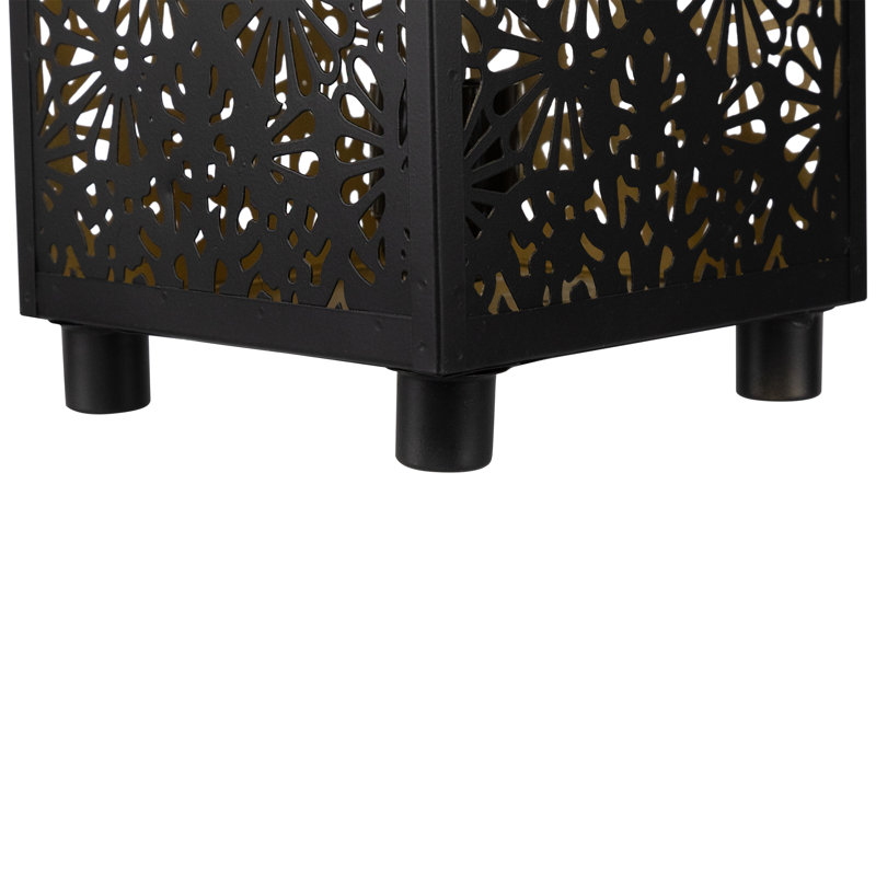 Lampe de table floral en fer découpé au laser - 11 po - noir