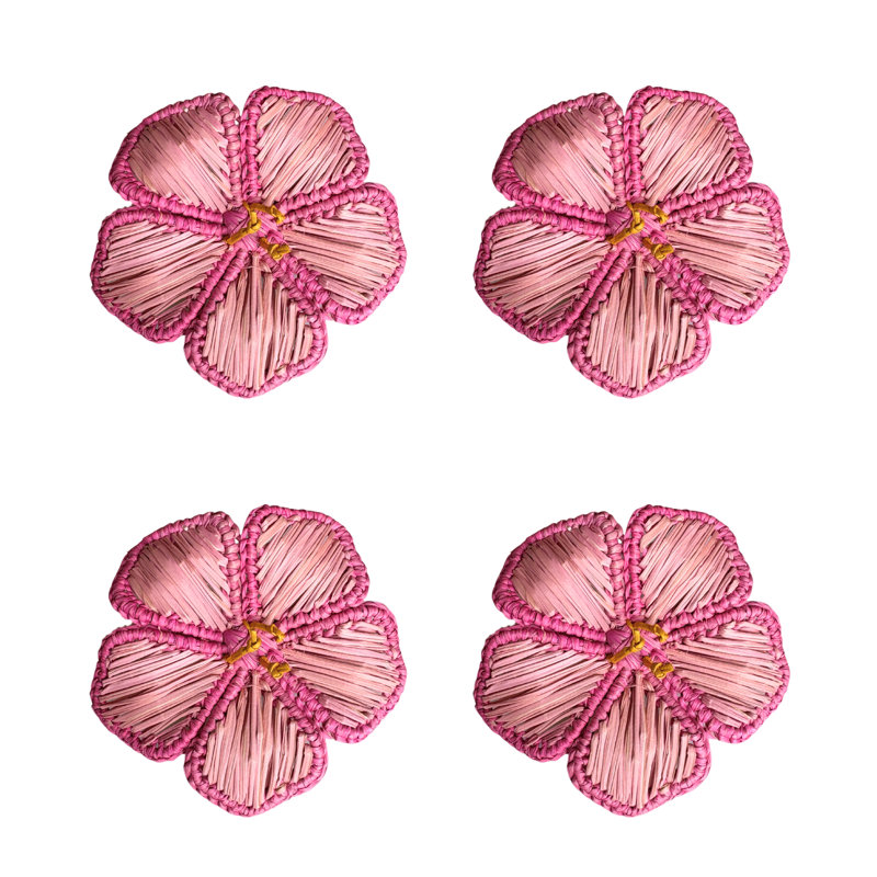 Rond de serviette Hibiscus 3D - ensemble de 4