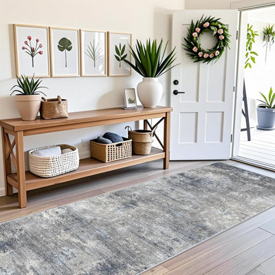 Tapis de couloir long - Tapis de cuisine lavable antidérapant avec envers en caoutchouc, tapis moderne à poils courts et larges pour chambre à coucher, vestibule d'intérieur
