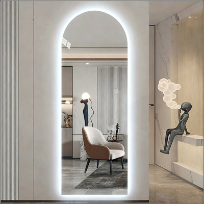 Miroir mural pleine longueur 65 pouces x 21 pouces à DEL avec arche symétrique et éclairage à intensité variable 3 couleurs