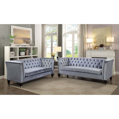 Sanroman 82" Velvet Square Arm Sofa