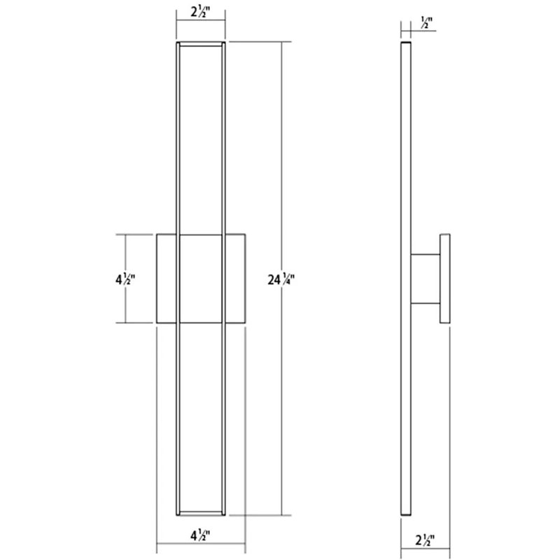 Planes™ 2 - Light LED Wallchiere, Bright Satin Aluminum, 24.25"H x 4.5"W