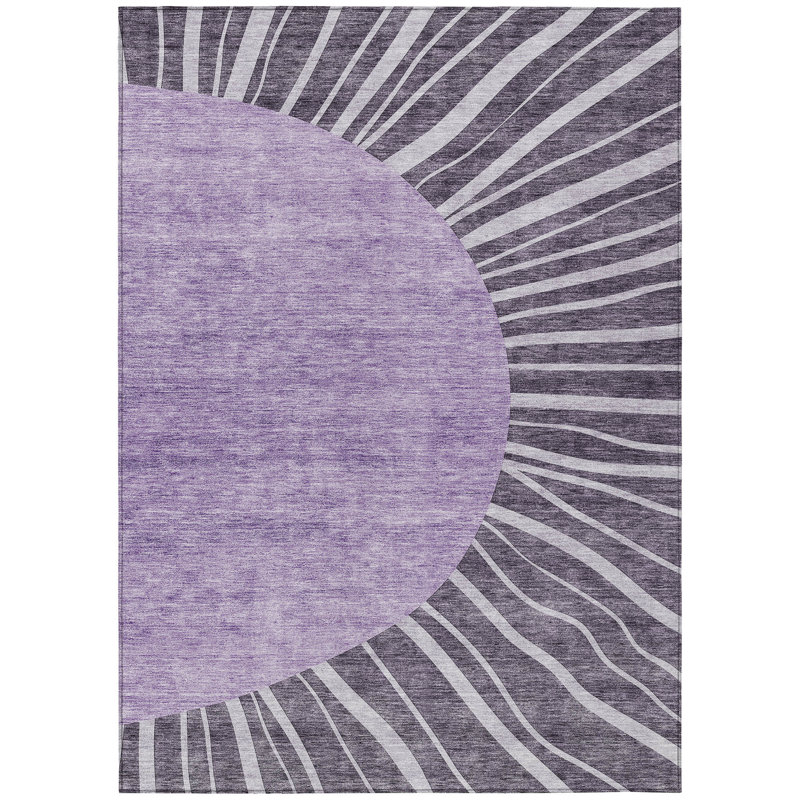 Purple Eggplant And Lavender Abstract Washable Indoor Outdoor Area Rug, Rectangle 3' X 5'