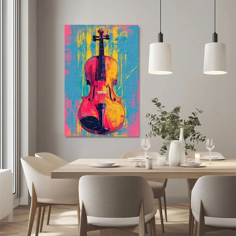 1 pièce, impression sur toile encadrée violon, collage de couleurs abstraites, décoration murale Pop Art