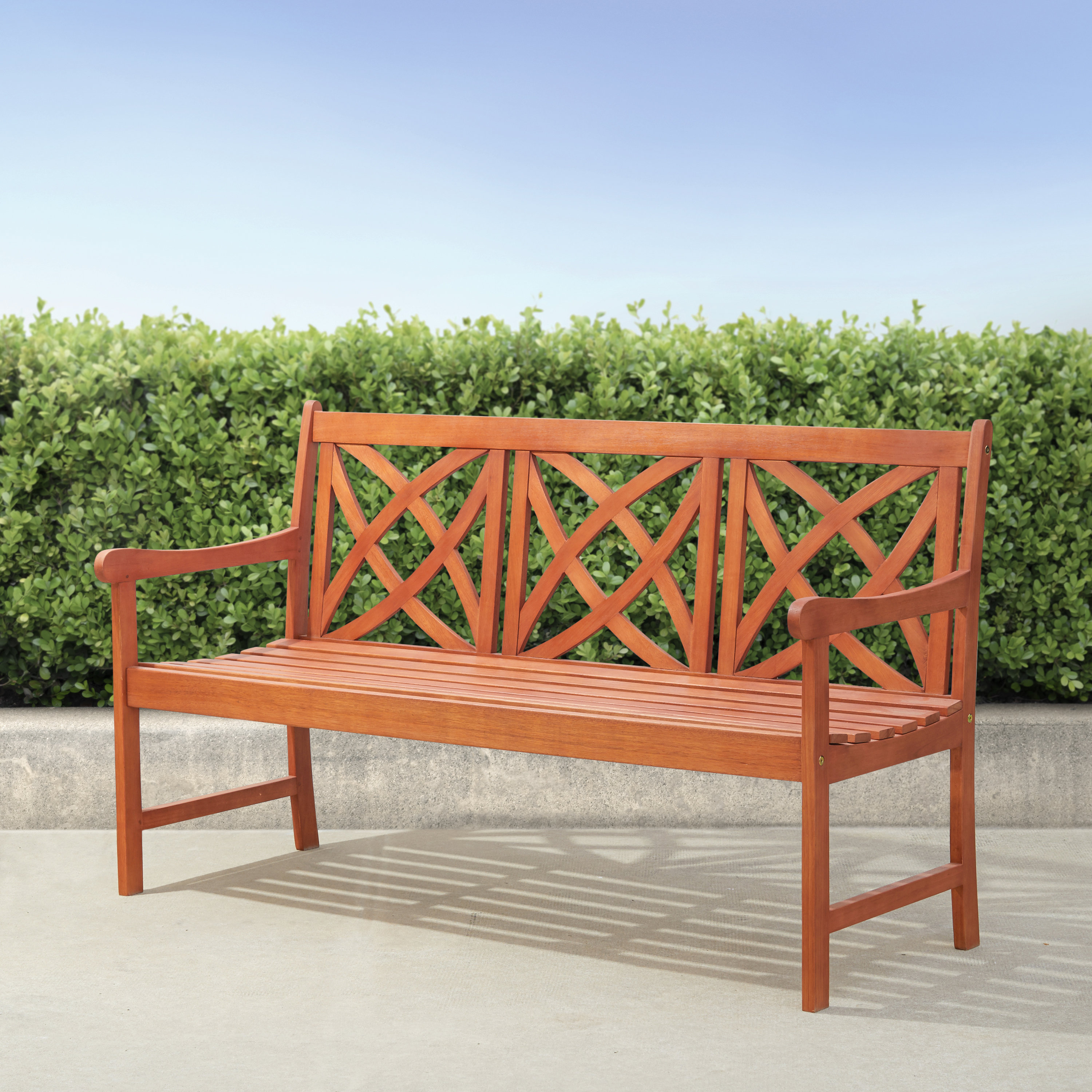 Canora Grey Aaryanna Eucalyptus Outdoor Bench Wayfair