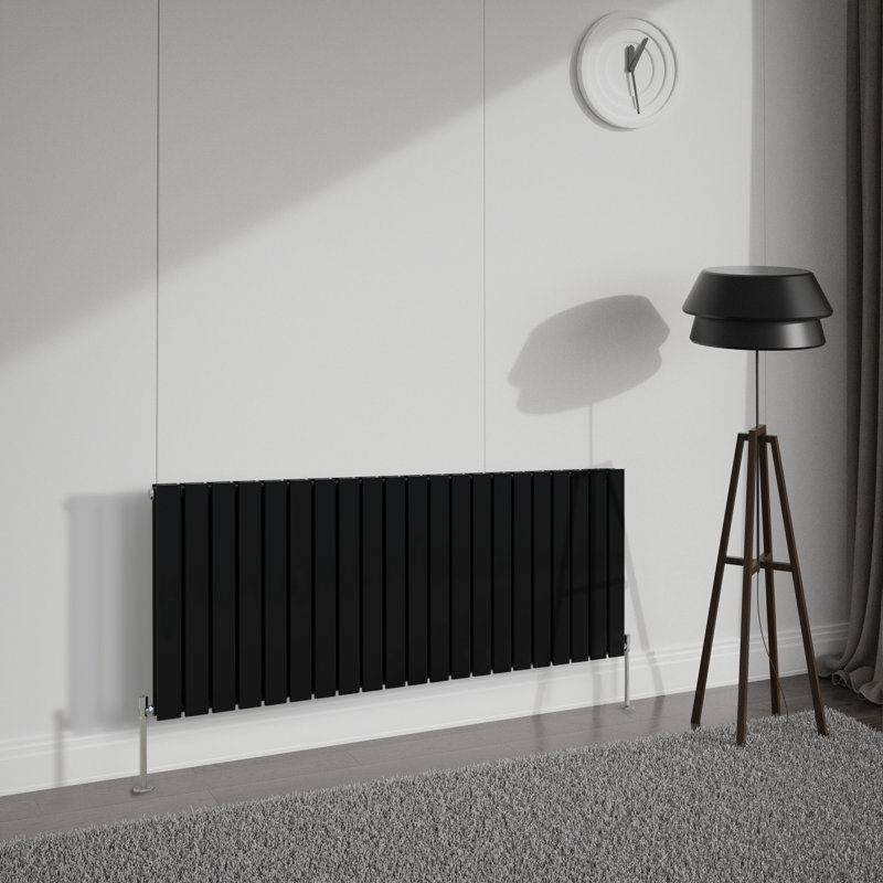 Shonda Horizontal Double Flat Panel Radiator, 60cm H x 142.8cm W, Normal Black
