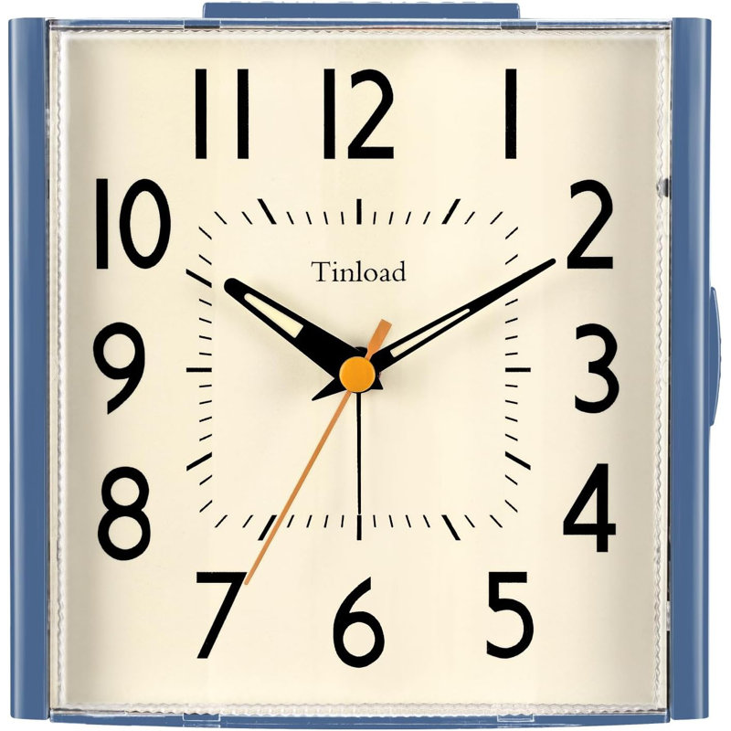4.7" Large Vintage Retro Analog Alarm Clock Super Silent Non Ticking Clock With Manual Light Snooze Battery Operated Simply Design