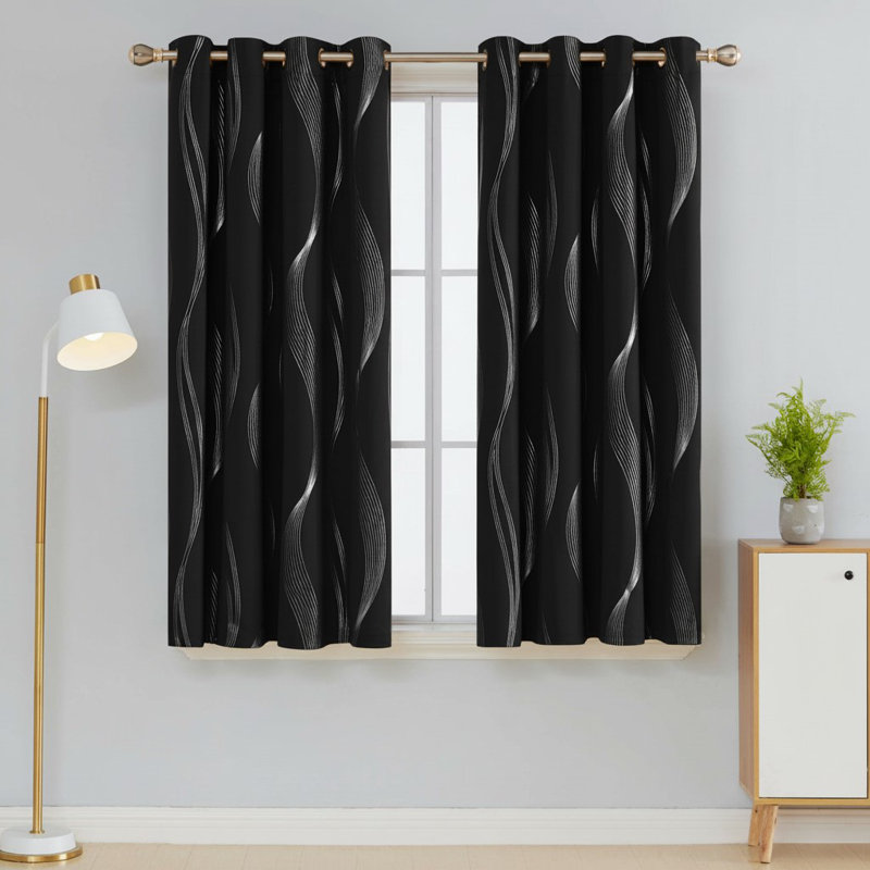Blackout Curtain Panel Pair, Black, 132cm Width x 160cm Drop