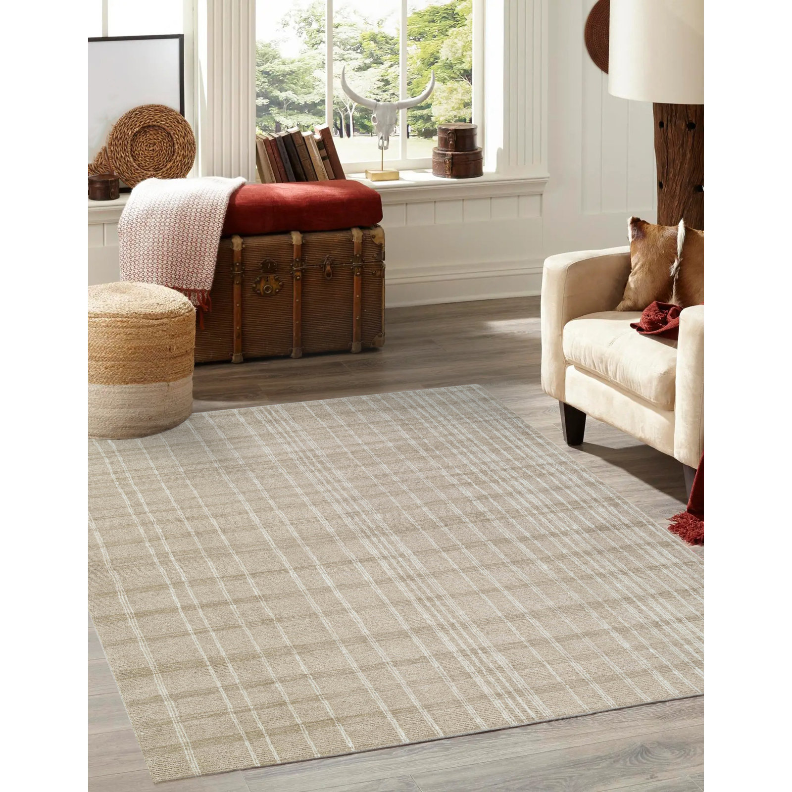 Sanura Hand-Tufted Striped Wool Rug, Rectangle 5' x 8'