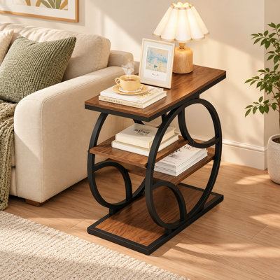 Table d'appoint rectangulaire à 4 niveaux avec rangement et structure géométrique pour la chambre à coucher et le salon