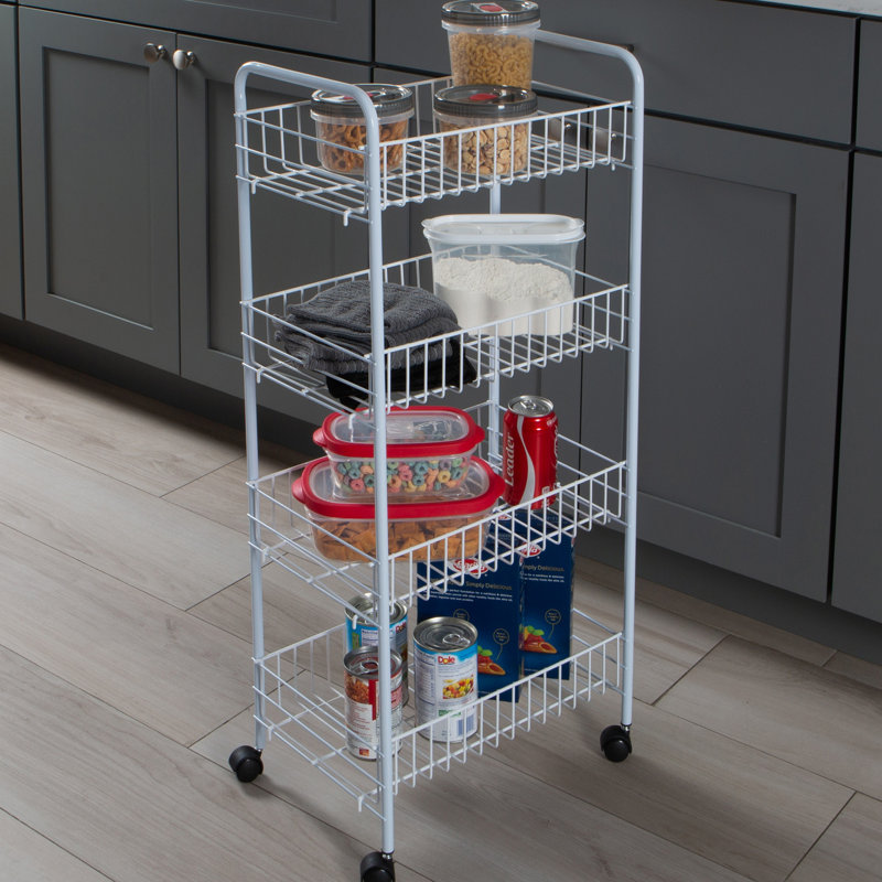 White 4-Tier Rolling Utility Storage Cart