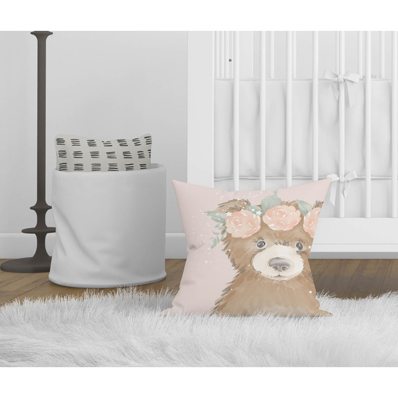 Bearly Pink Throw Pillow, 26"H x 26"W