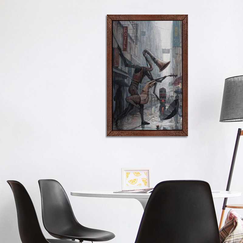 Life Is A Dance In The Rain by Adrian Borda - Floater Frame Painting on Canvas, 66.04 cm H x 45.72 cm W, Brown