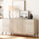 Buffet 61 "à 4 portes avec motif géométrique rectangulaire et base à double baguettes 61"