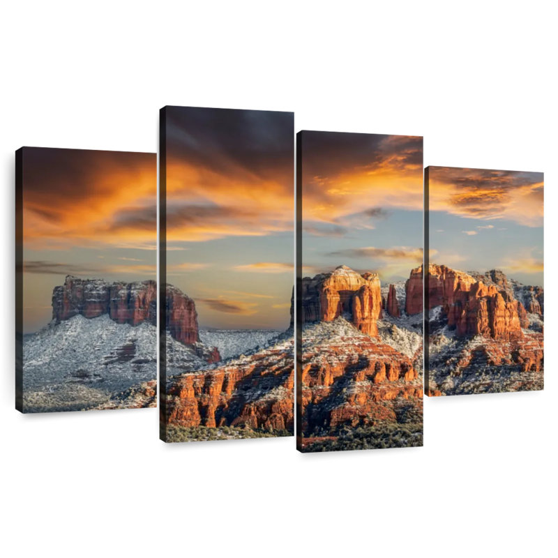 Alvord coucher de soleil et spectacle sur le rocher de la cathédrale Sedona, H 48 po x l 75 po
