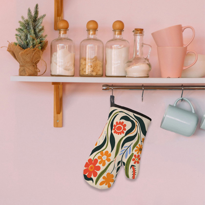 Flora Art Oven Mitt Cotton Twill