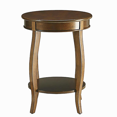 Walnut wood round side table with base