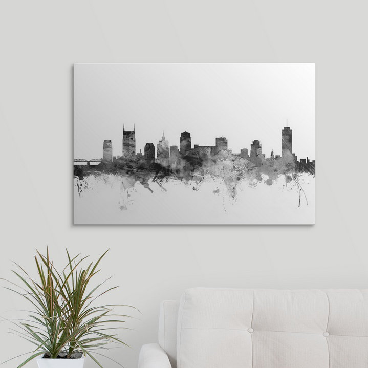 «Nashville Tennessee Skyline» par Francy, impression, H 16 po x l 24 po x P 1,5 po, Toile