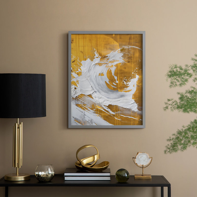 Série ABSTRACT CDxxix - reproduction encadrée de qualité supérieure - prête à être accrochée - aucun clou requis, Gris