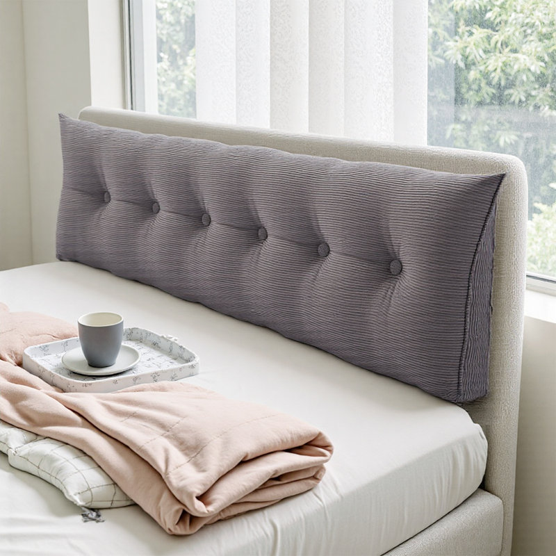 Wedge Headboard Pillow with Removable Cover, Dark Grey, 180cm W x 50cm D