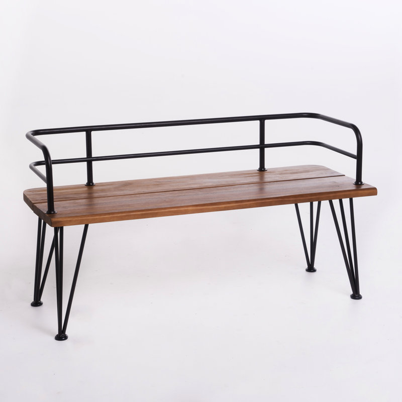 Wood And Metal Rustic Outdoor Seat - 48X18x26 In, 26.93 Lb, Bench With Frame Patio, 48"X18"X26", Lbs, Color