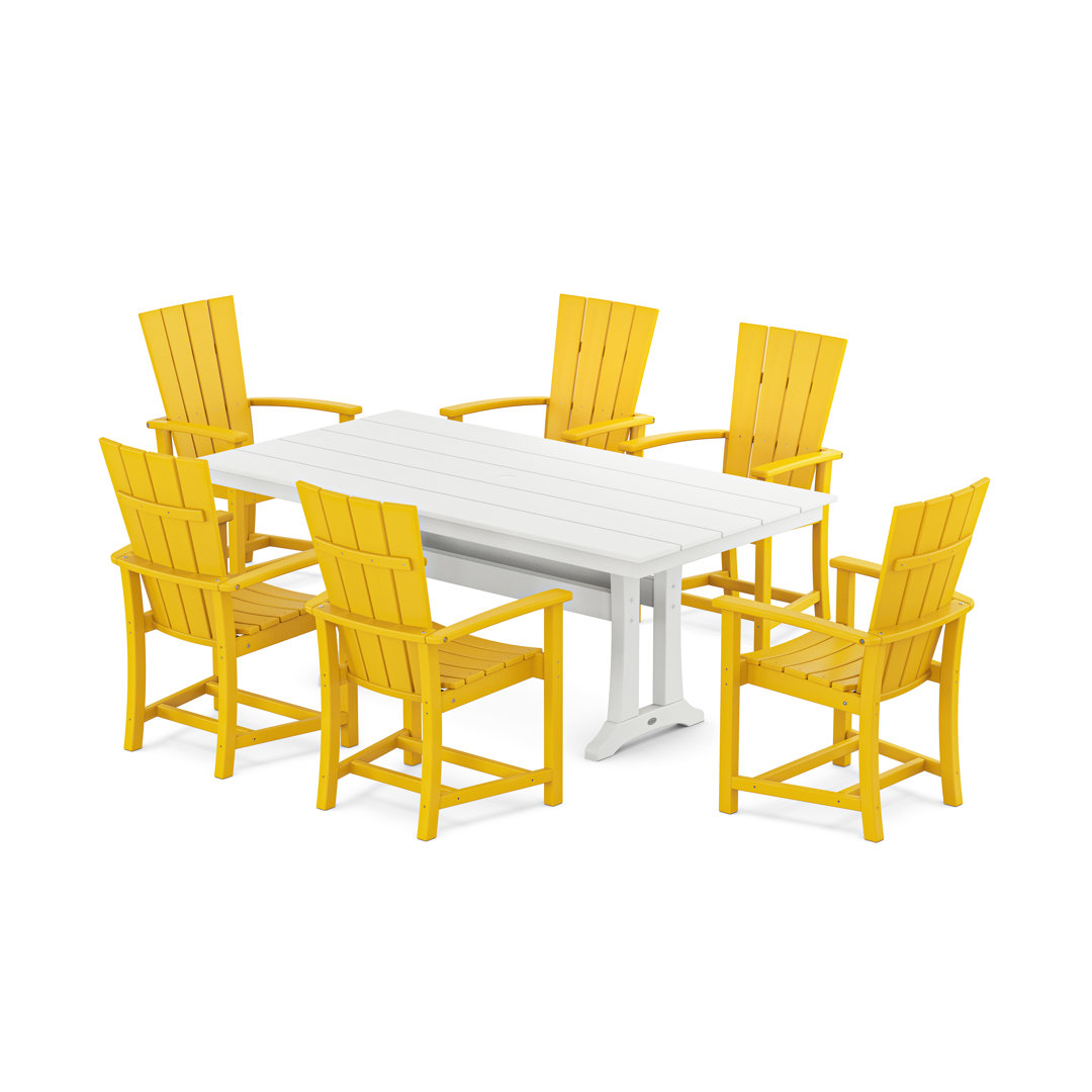 POLYWOOD Modern Adirondack 7-Piece Farmhouse Dining Set with Trestle Legs POLYWOOD® 