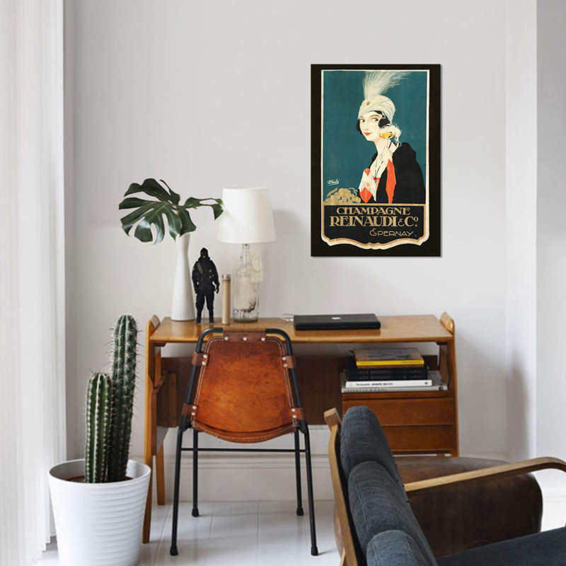 «Champagne Renaudi & Co.» Impression sur toile, H 12 po x l 8 po x P 0,75 po, Toile tendue, Pas de tapis