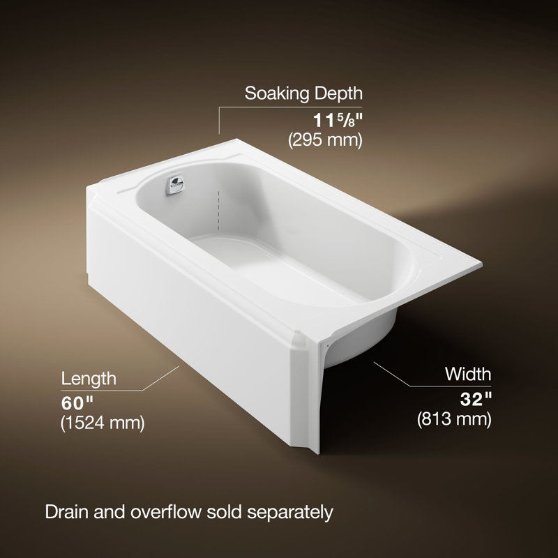 Memoirs® 60" x 32" Alcove/Tile in Soaking Cast Iron Bathtub, White