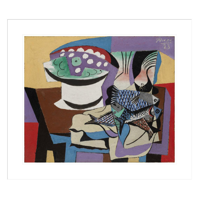 «Still Life with Fish» par Pablo Picasso, impression giclée sur cadre, H 23,5 po x l 26,74 po