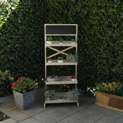 Rangement en bois à 4 niveaux avec tableau noir