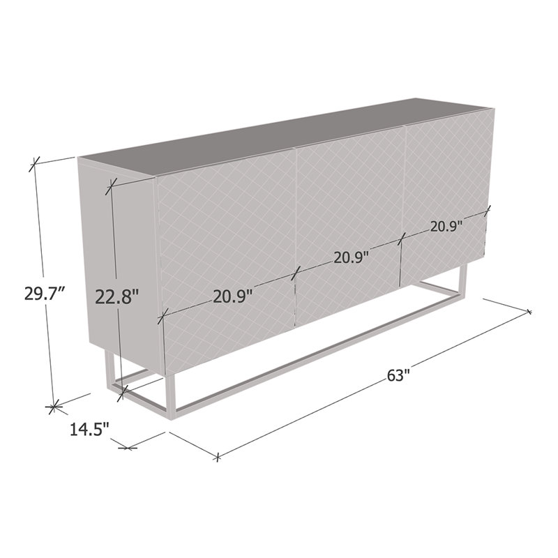 Buffet de 63 po de largeur Danyette, Blanc