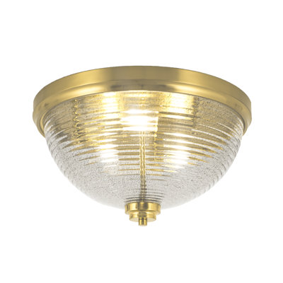 Plafonnier encastré, ampoules, illustré avec verre nervuré fumé