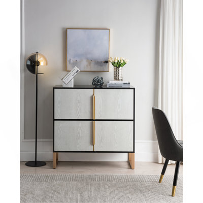 Four-Door Storage Cabinet, 42" Buffet Cabinet With Metal Base Handles, Sideboard Coffee Bar Cabinet With 4 Doors For Kitchen, Dining Room, Living Room