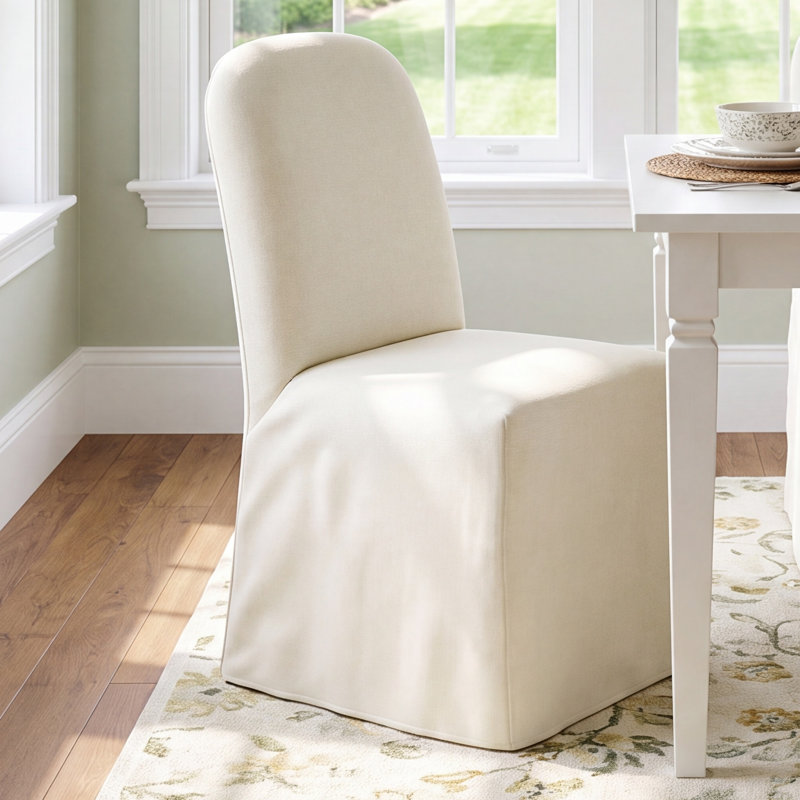 Velma Maggie Slipcover Dining Chair, Zuma Laurel Textured Linen