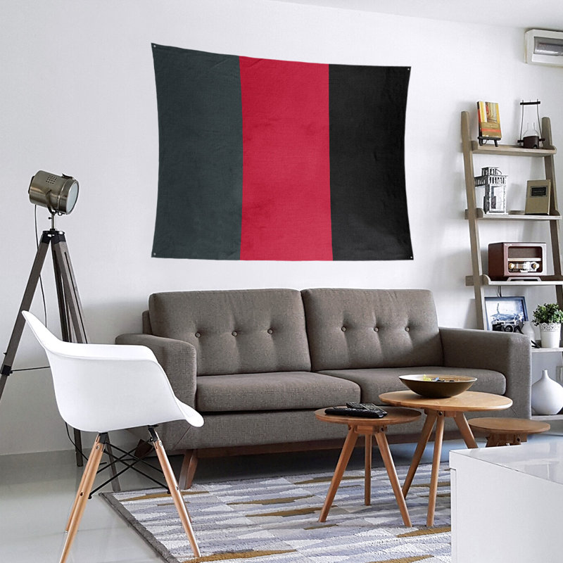 Tapisserie de polyester Las Vegas, H 88 po x l 104 po, Gris acier / rouge / noir
