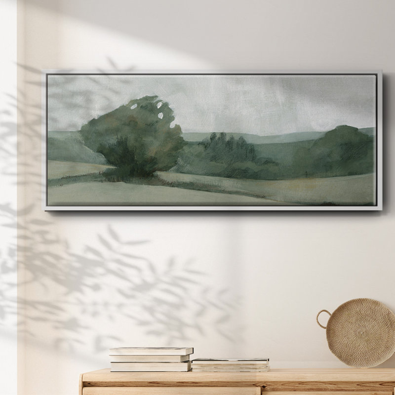 «Soft Green Landscape I», reproduction sur toile, H 24 po x l 60 po x P 1,5 po, Blanc