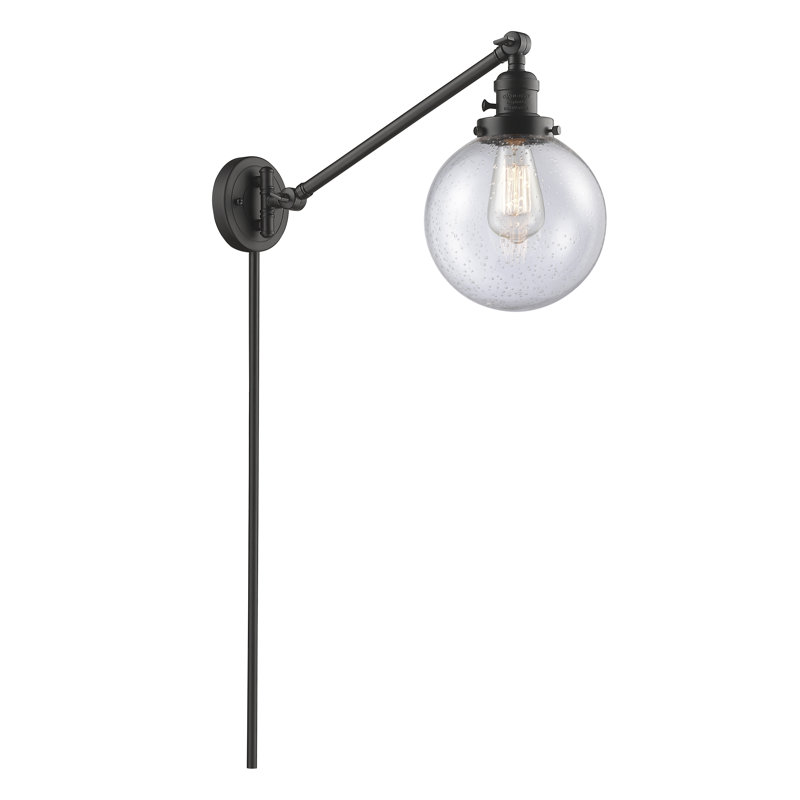 Lampe murale avec bras pivotant 1 lumière Zarmayr, Boîtier blanc mat, Incandescent, Bronze huilé